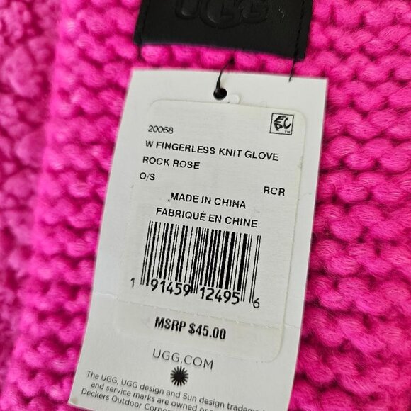 UGG Women’s Rock Rose Sherpa Oversized Scarf & Gloves PINK - Picture 5 of 7